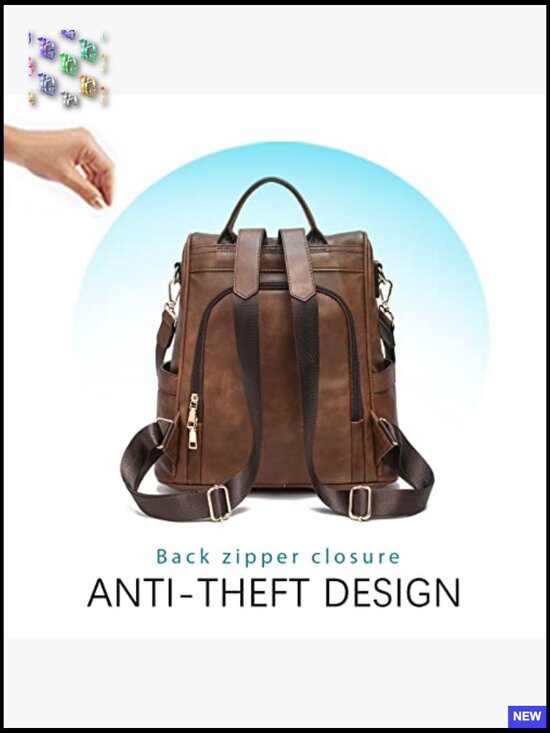 Women Backpack Purse PU Leather Anti-theft Casual Shoulder Bag Fashion Ladies main image 6
